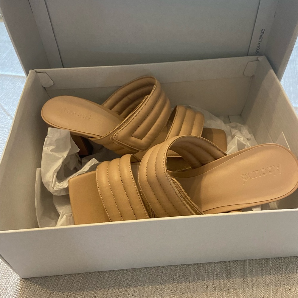 Abound Quilted Camel/Tan Slip-On Mules